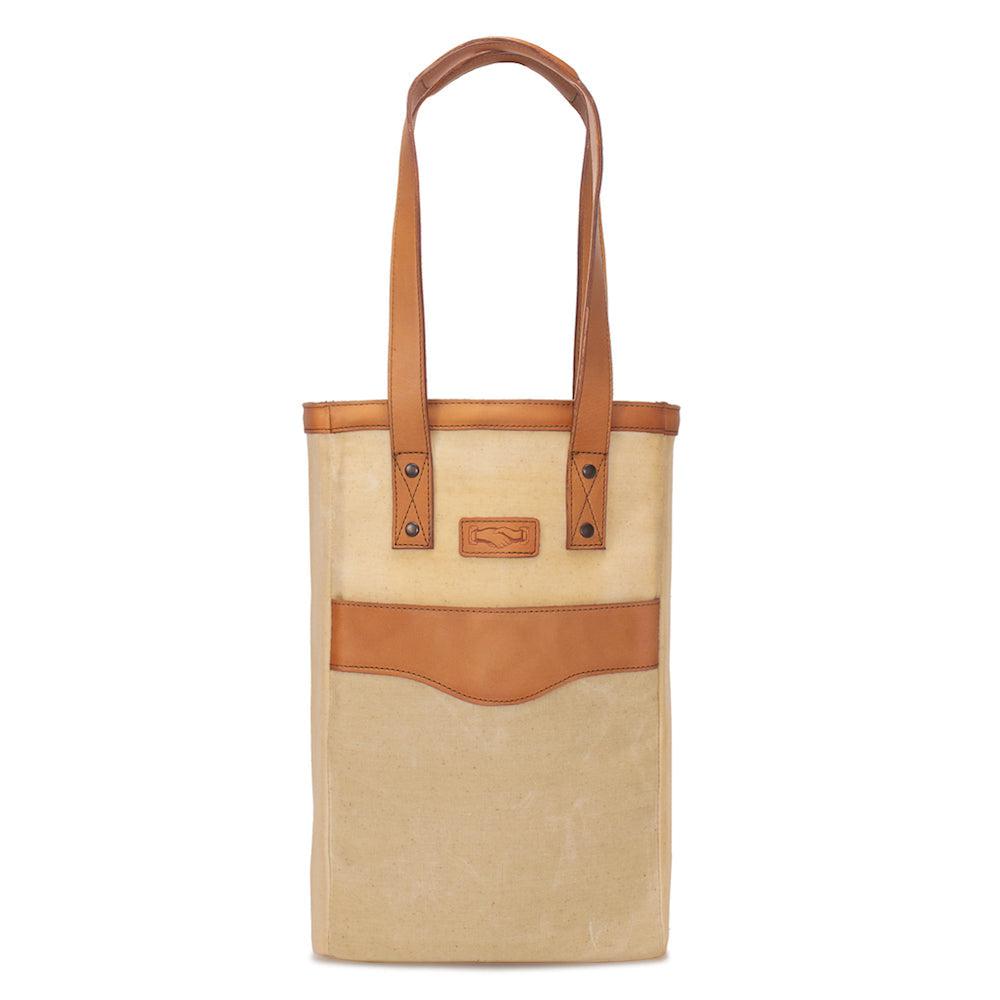 Campaign Waxed Canvas Two Bottle Wine Tote Mission Mercantile Leather Goods