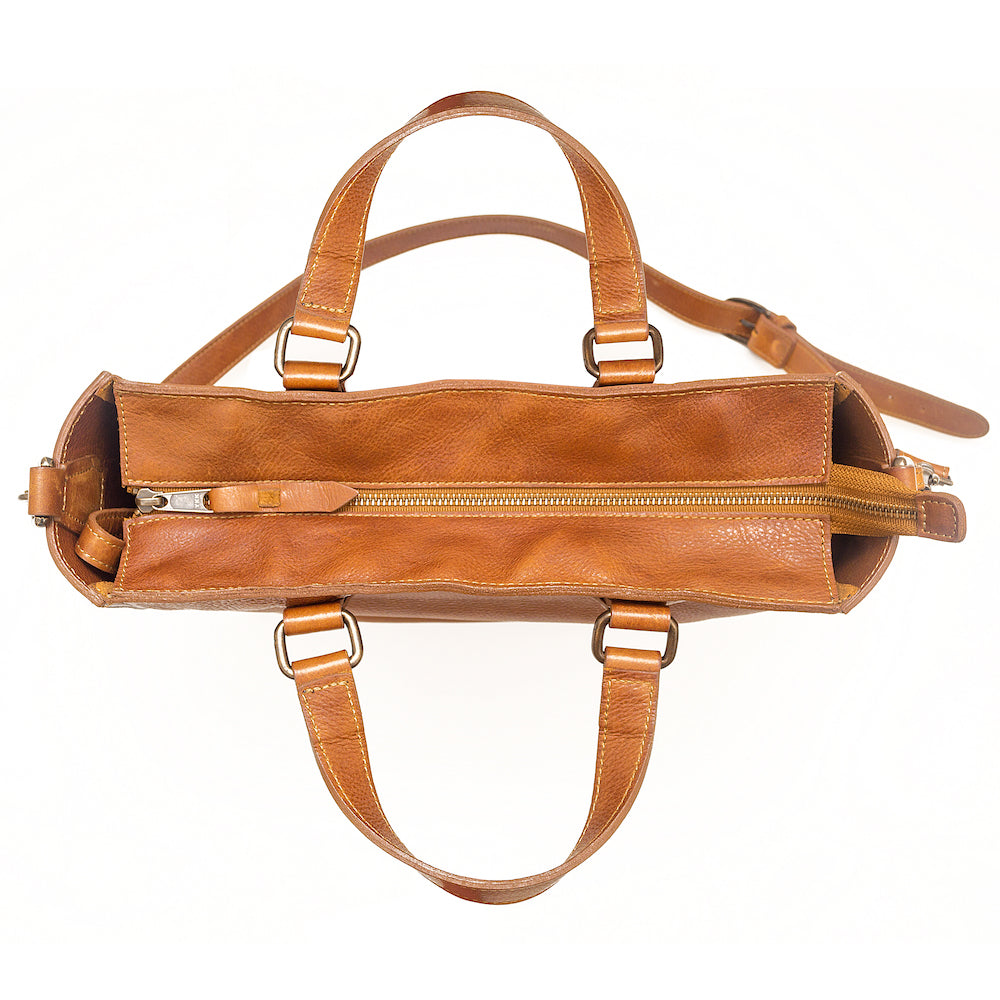 Ellington Leather Market Tote with Zippered Pouch Mission Mercantile Leather Goods