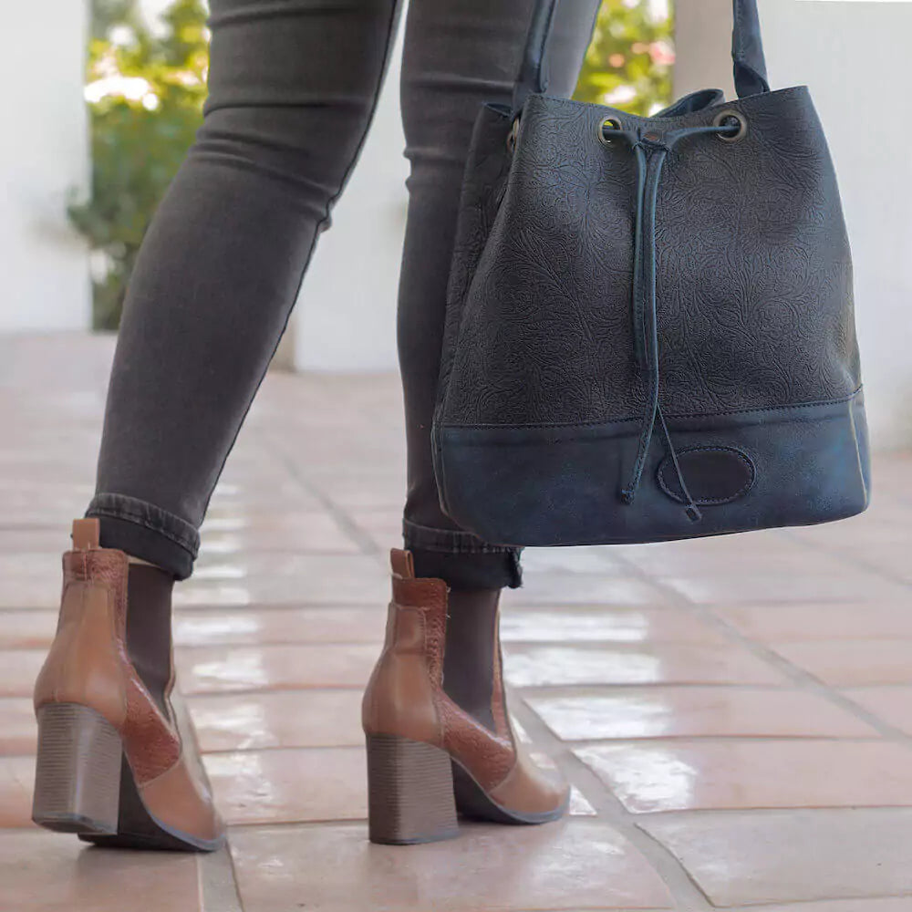 Tooled Leather Bucket Bag Mission Mercantile Leather Goods