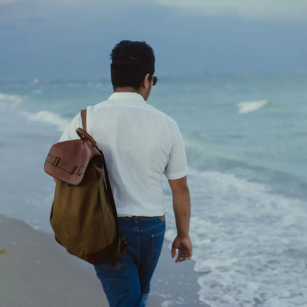Heritage Waxed Canvas Steamer Backpack No. 2 Mission Mercantile Leather Goods