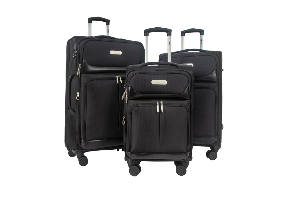 IZOD Ocean Soft Shell Lightweight Expandable 360 Dual Spinning Wheels Combo Lock 28", 24", 20" 3 Piece Luggage Set - LuggageDesigners