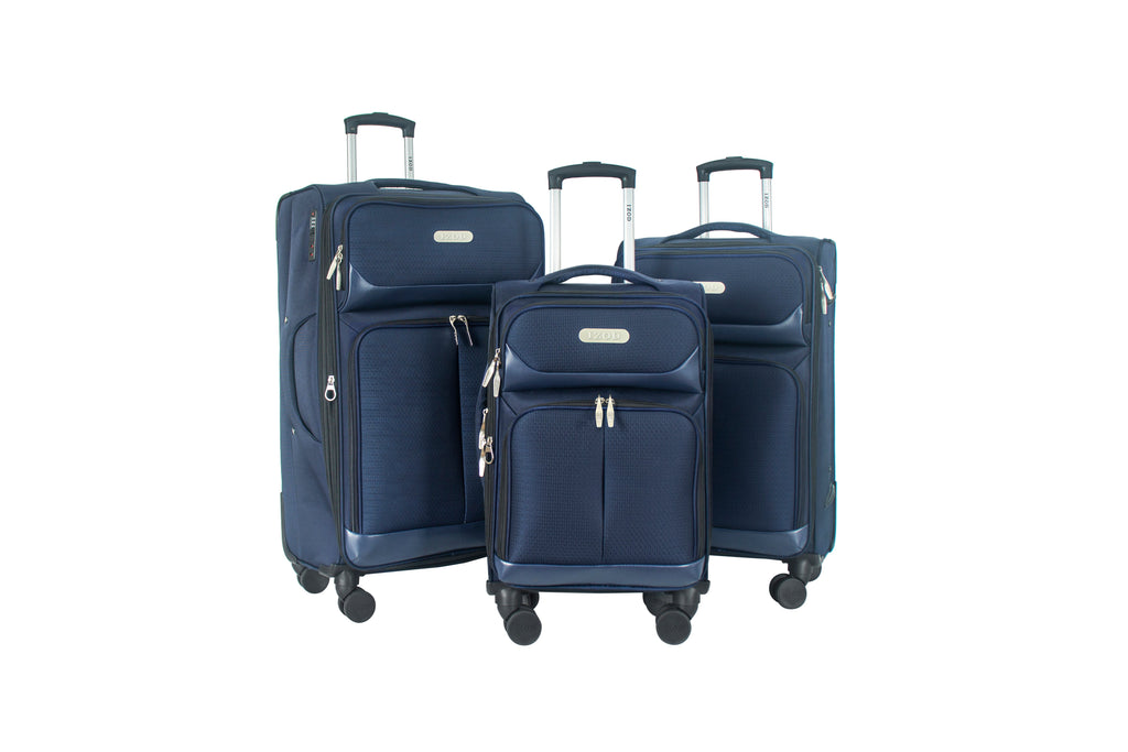 IZOD Ocean Soft Shell Lightweight Expandable 360 Dual Spinning Wheels Combo Lock 28", 24", 20" 3 Piece Luggage Set - LuggageDesigners