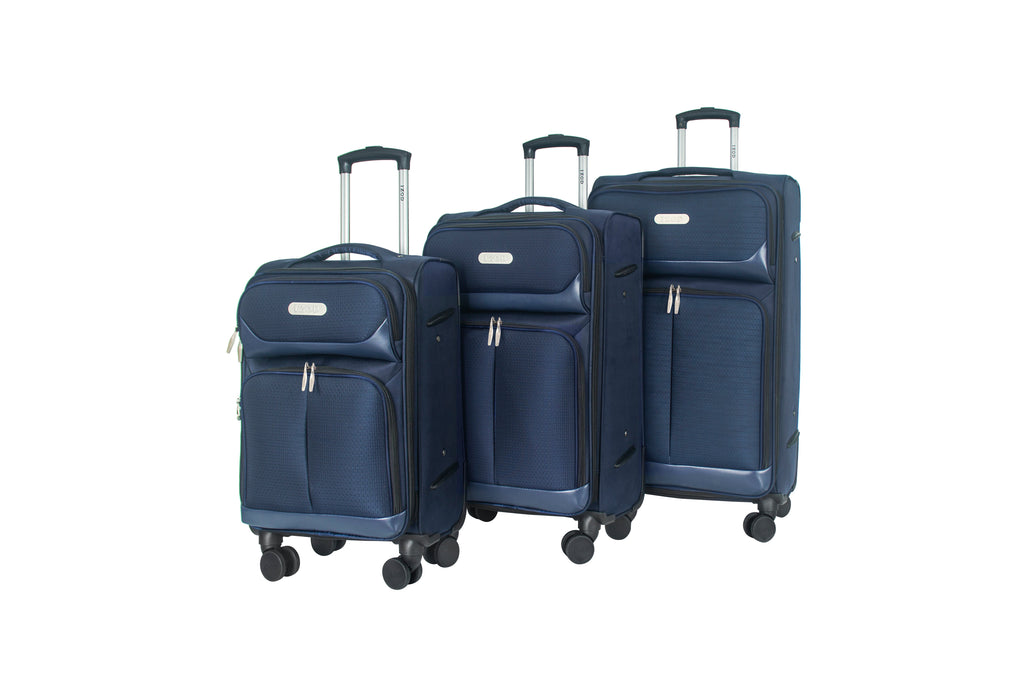 IZOD Ocean Soft Shell Lightweight Expandable 360 Dual Spinning Wheels Combo Lock 28", 24", 20" 3 Piece Luggage Set - LuggageDesigners
