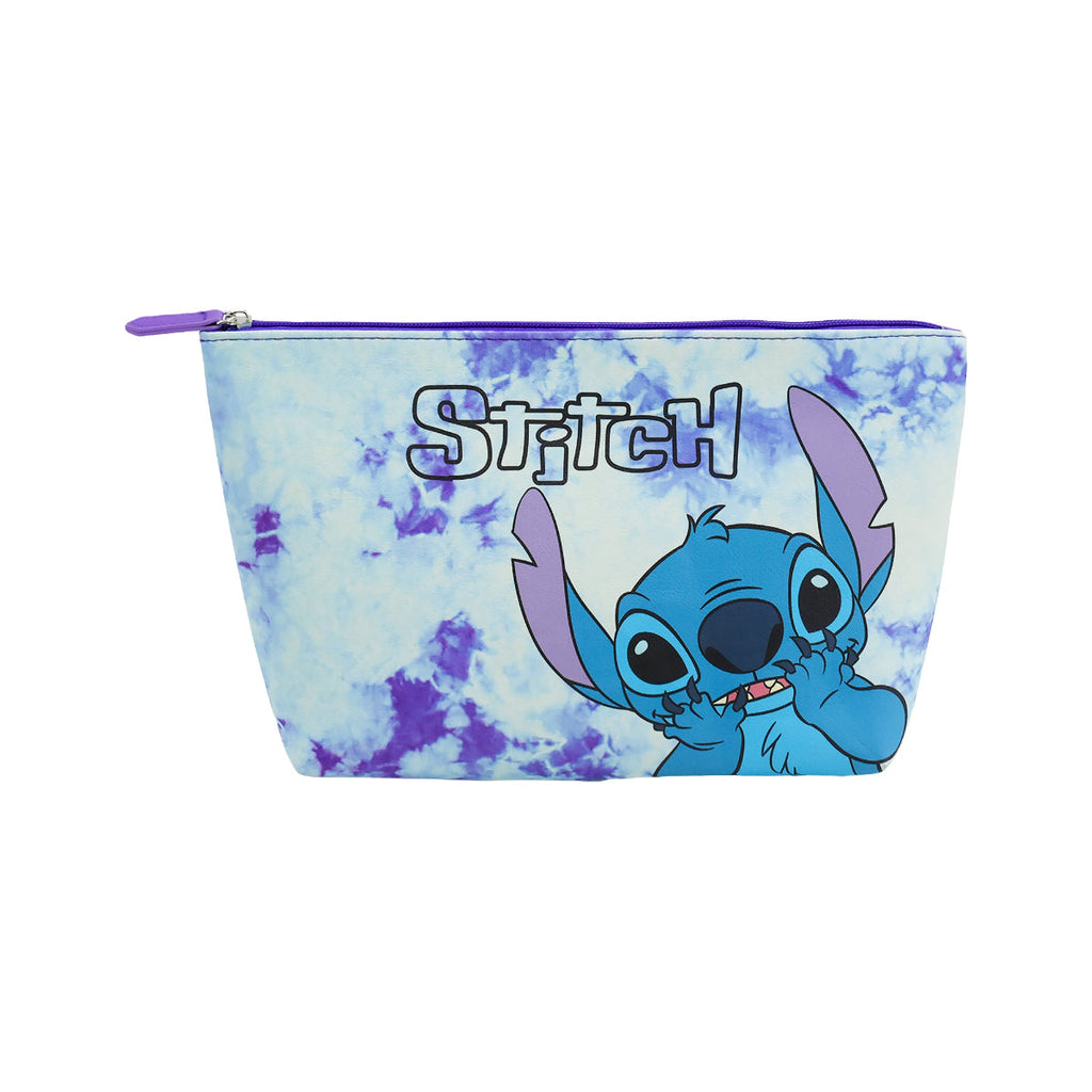 Disney Stitch Tie Dye Purple Wedge Cosmetic Bag Ful Luggage