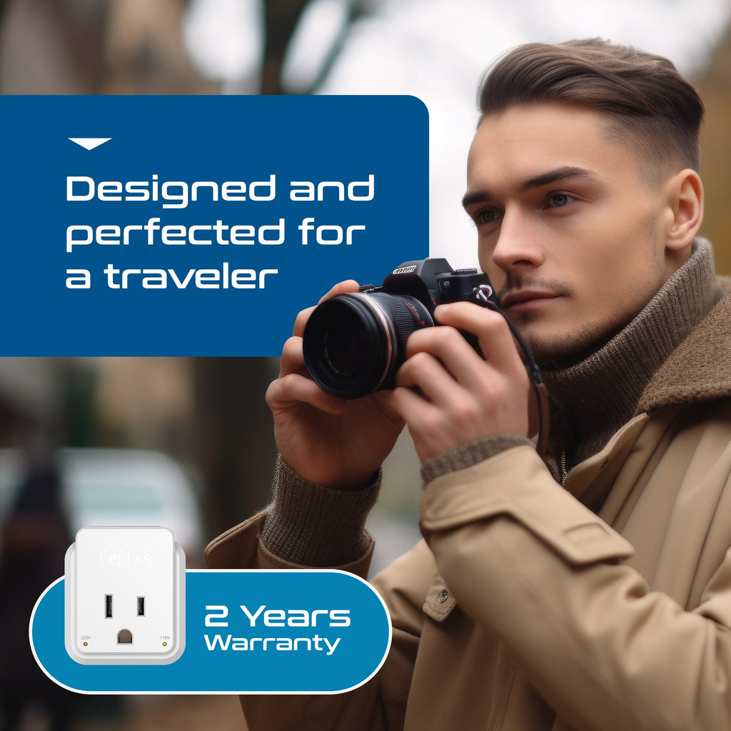 UK, Hong Kong, Travel Plug Adapter | Type G - USB-C Ports + 2 US Outlets (PAK-30W-7) Ceptics