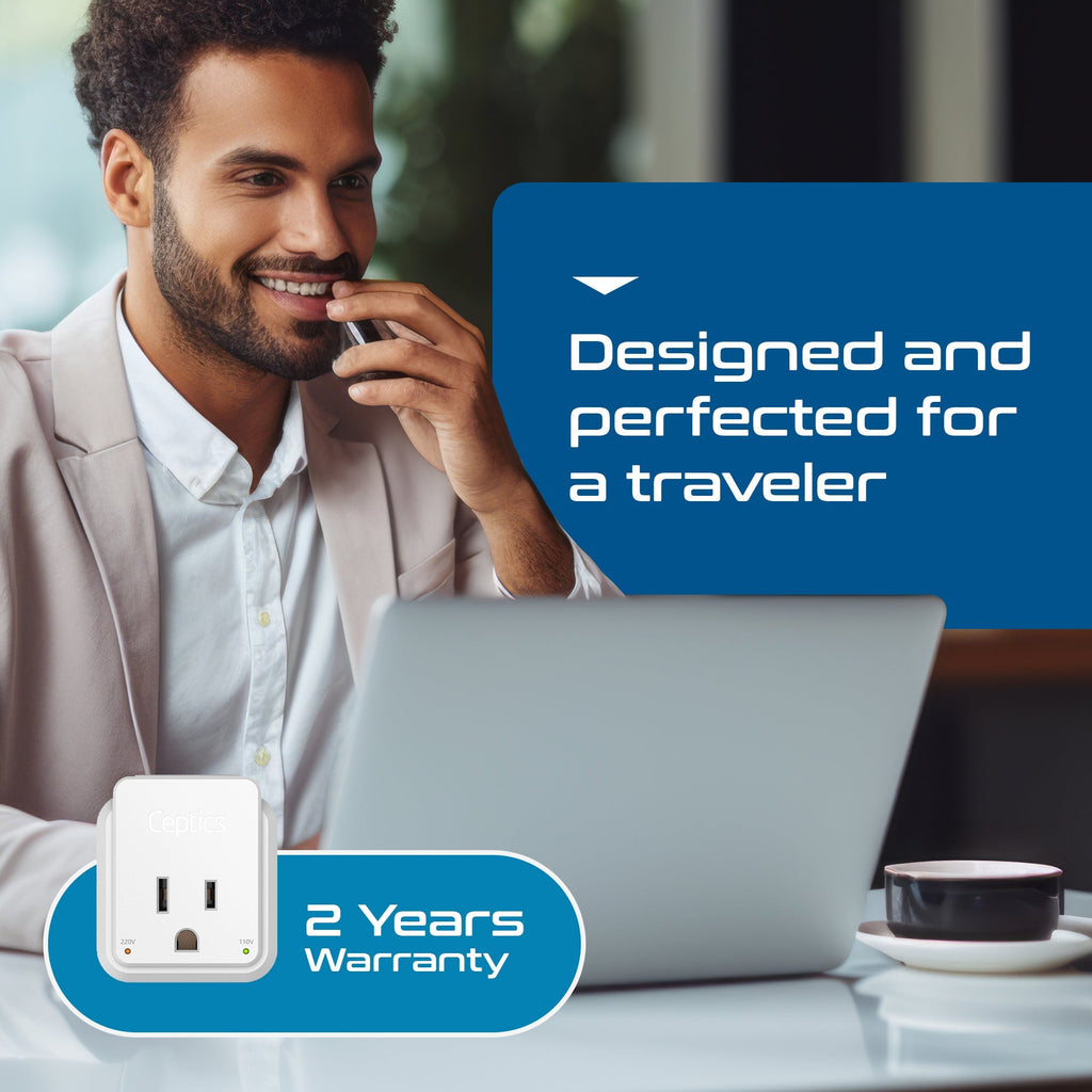 Asian, China, Malaysia Travel Adapter Set | Type C, G, I - USB & USB-C Ports + 2 US Outlets (PAK-AS) Ceptics