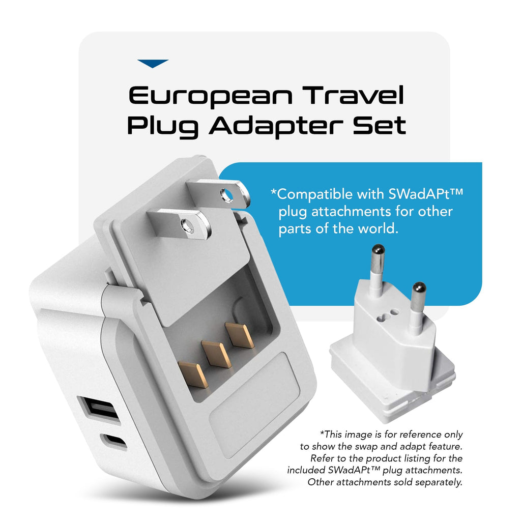 Travel Adapter Kit | Type C, E/F, G - USB & USB-C Ports + 2 US Outlets (PAK-EU) Ceptics