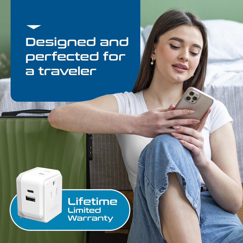 Travel Adapter Kit | Type C, E/F, G - USB & USB-C Ports + 2 US Outlets (PAK-EU) Ceptics