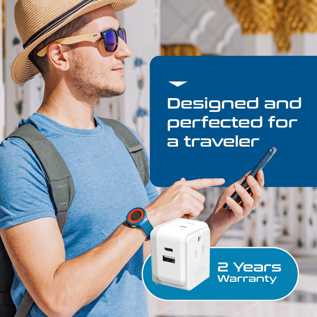 India, Nepal Travel Adapter Set | Type C, D - USB & USB-C Ports + 2 US Outlets (PAK-IN) Ceptics