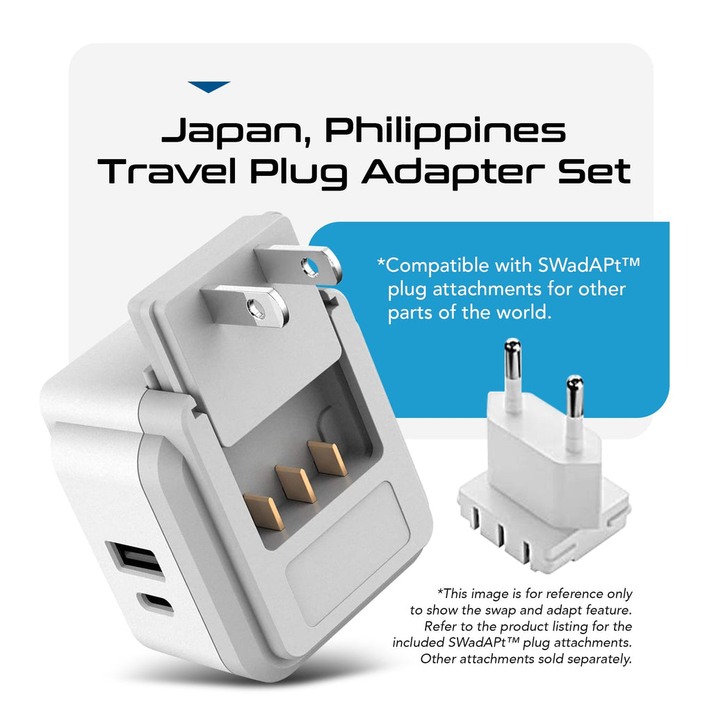 Japan, Philippines Travel Plug Adapter Set | Type A, B - USB & USB-C Ports + 2 US Outlets (PAK-JP) Ceptics