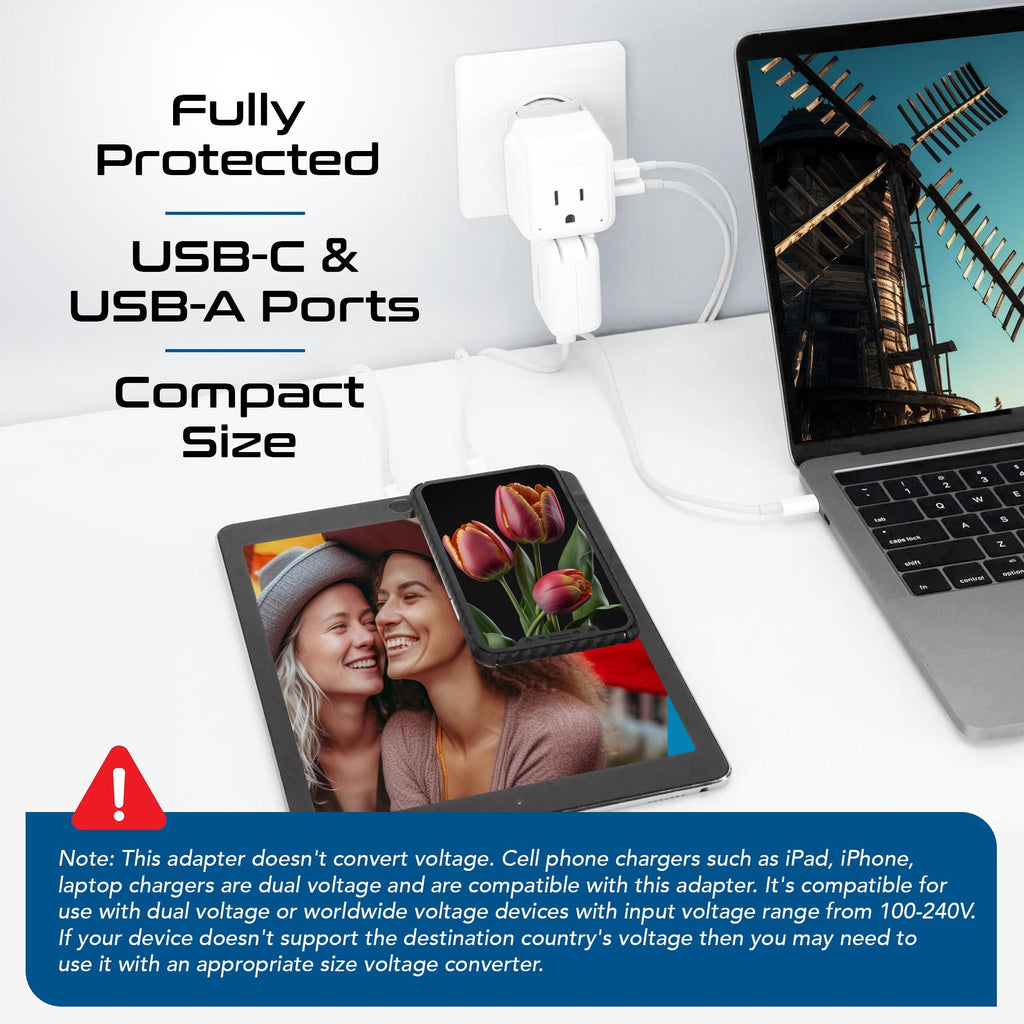 Germany, Korea Travel Adapter Set | Type E/F - USB & USB-C Ports + 2 US Outlets (PAK-SCHUKO) Ceptics