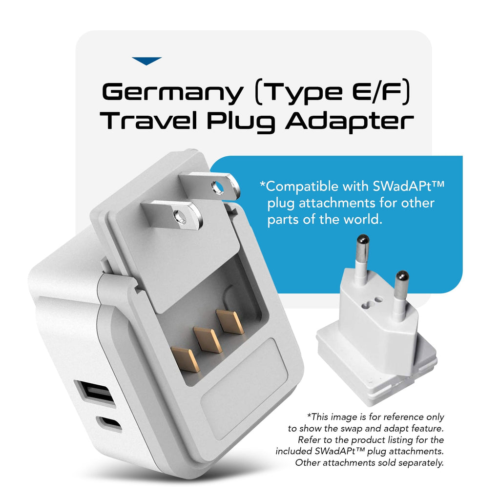 Germany, Korea Travel Adapter Set | Type E/F - USB & USB-C Ports + 2 US Outlets (PAK-SCHUKO) Ceptics