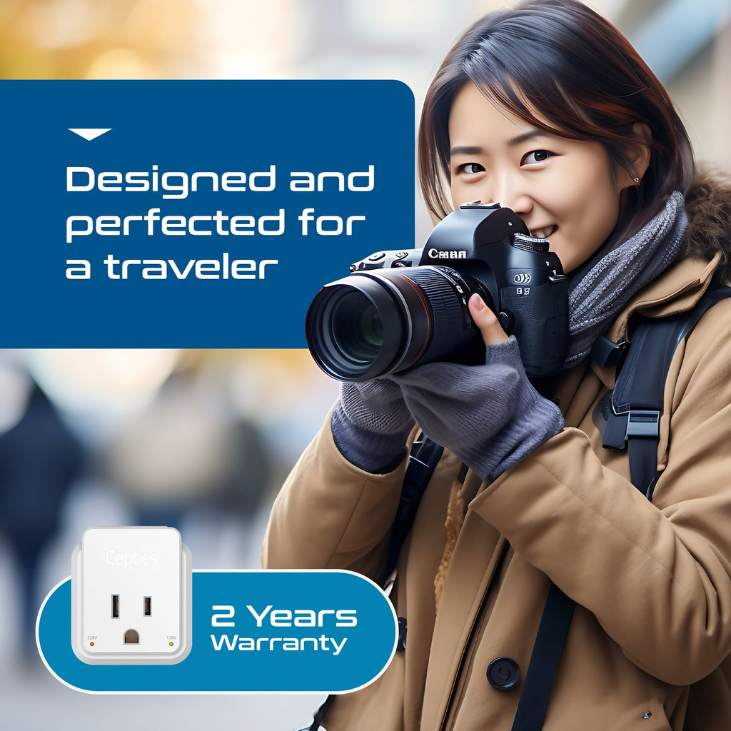 Germany, Korea Travel Adapter Set | Type E/F - USB & USB-C Ports + 2 US Outlets (PAK-SCHUKO) Ceptics