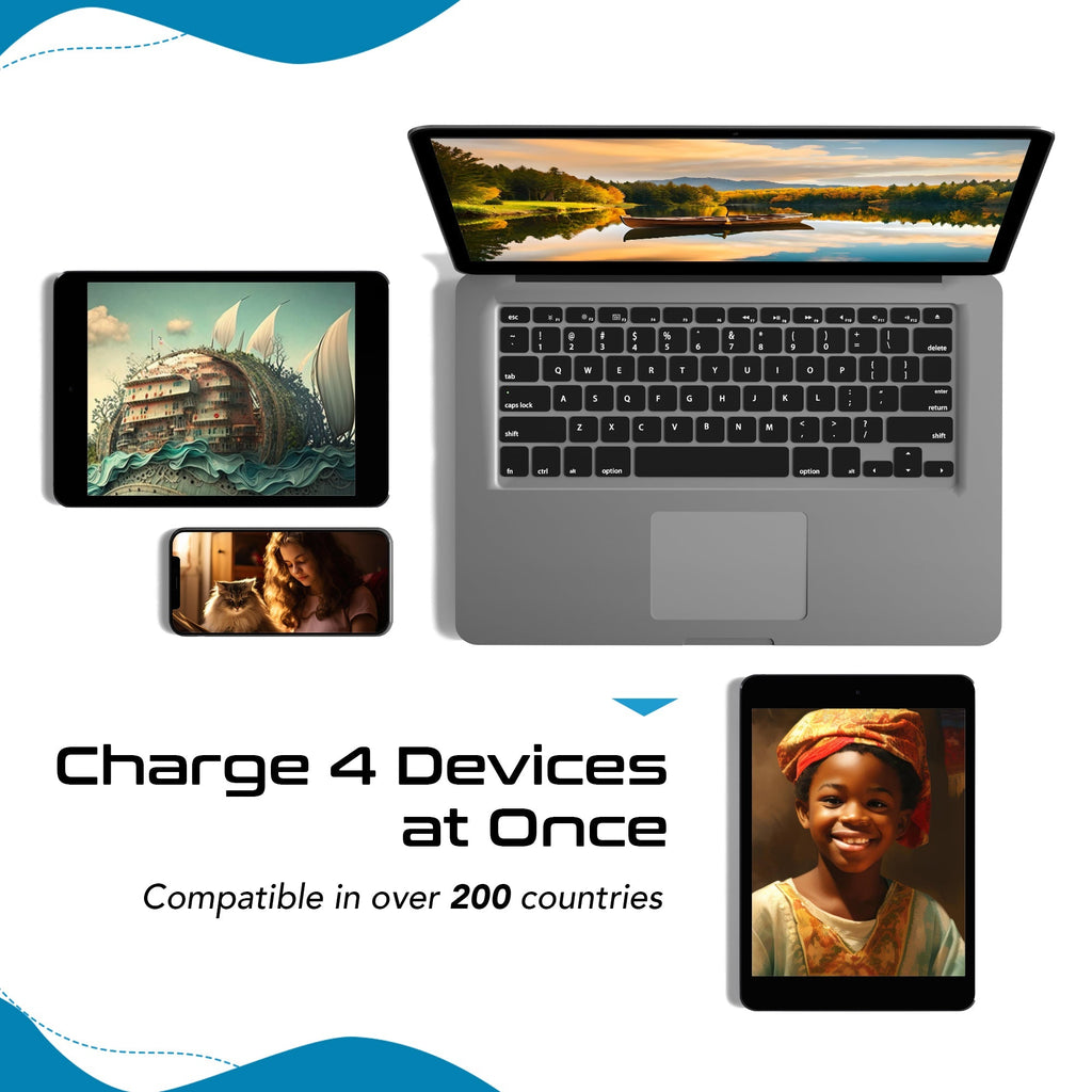 Travel Adapter Set | Type A, B, C, E/F, G, I - USB & USB-C Ports + 2 US Outlets (PAK-WS) Ceptics
