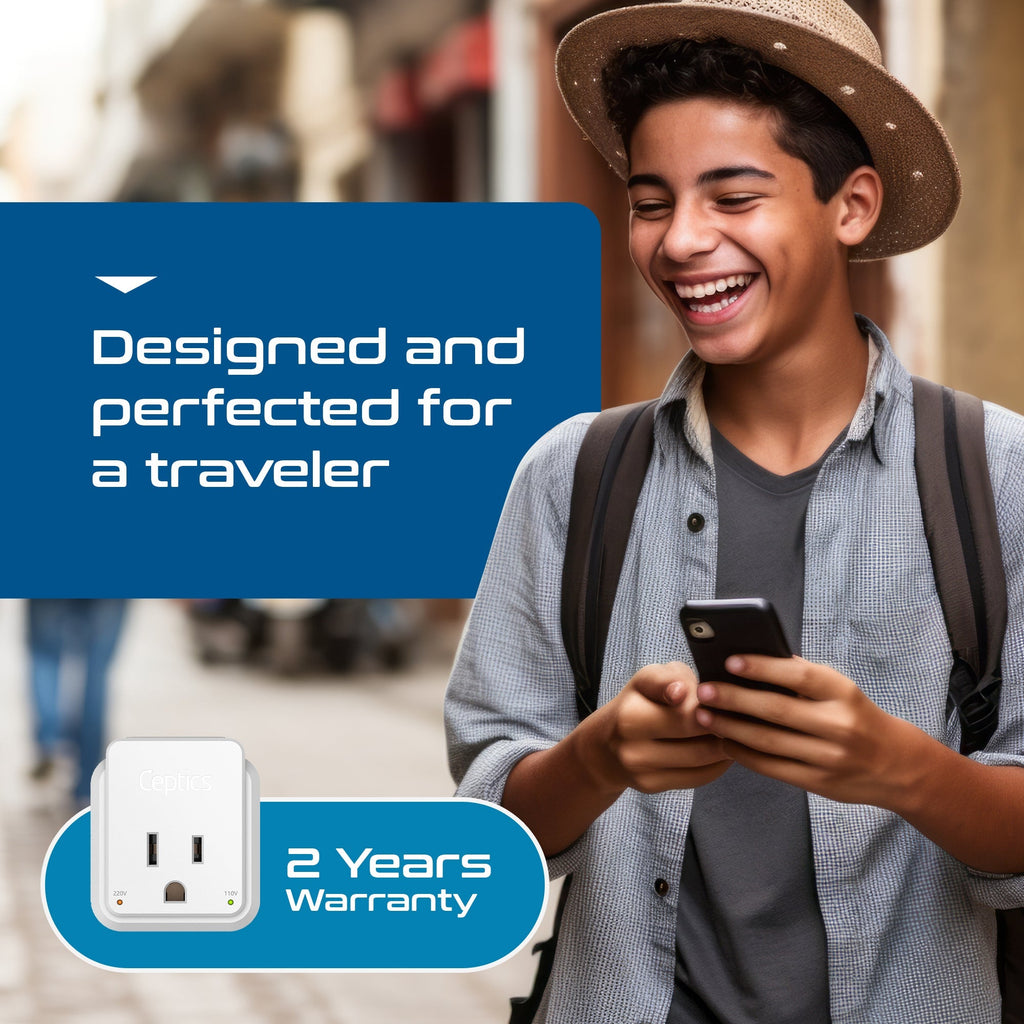 England, Hong Kong Travel Adapter | Type G - USB & USB-C Ports + 2 US Outlets (PAK-UK) Ceptics