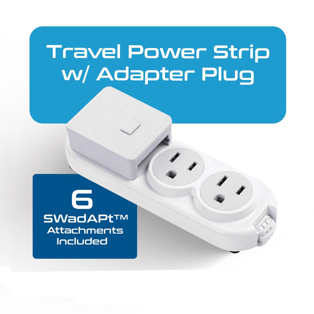 Compact Travel Power Strip - 2 US Outlets, USB & USB-C Ports - Grounded (PS-2U+) Ceptics