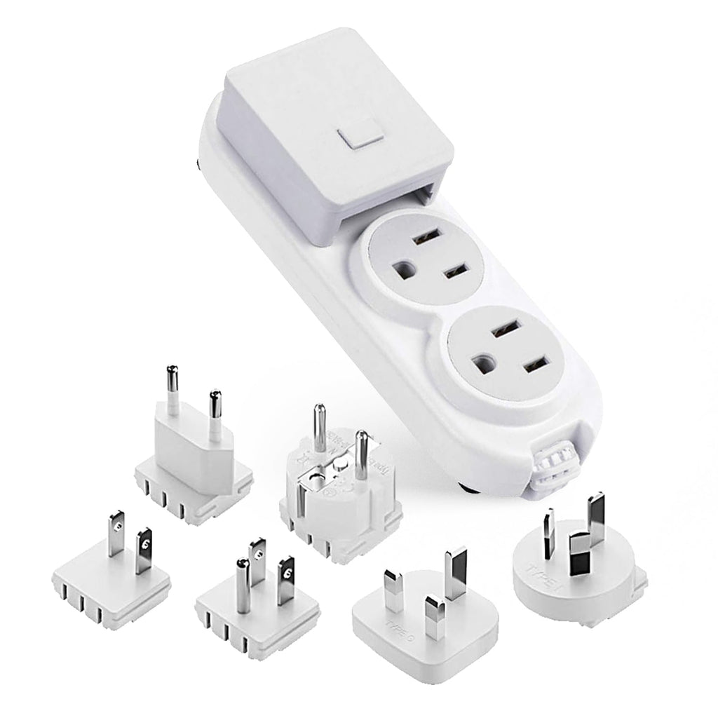 Compact Travel Power Strip - 2 US Outlets, USB & USB-C Ports - Grounded (PS-2U+) Ceptics