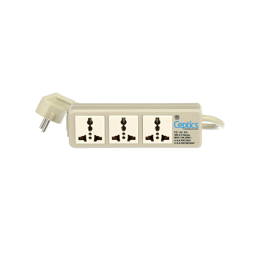 Universal Travel Power Strip - 3x Outlet, Type E/F - European Schuko Cord (PS-3U-EU) Ceptics