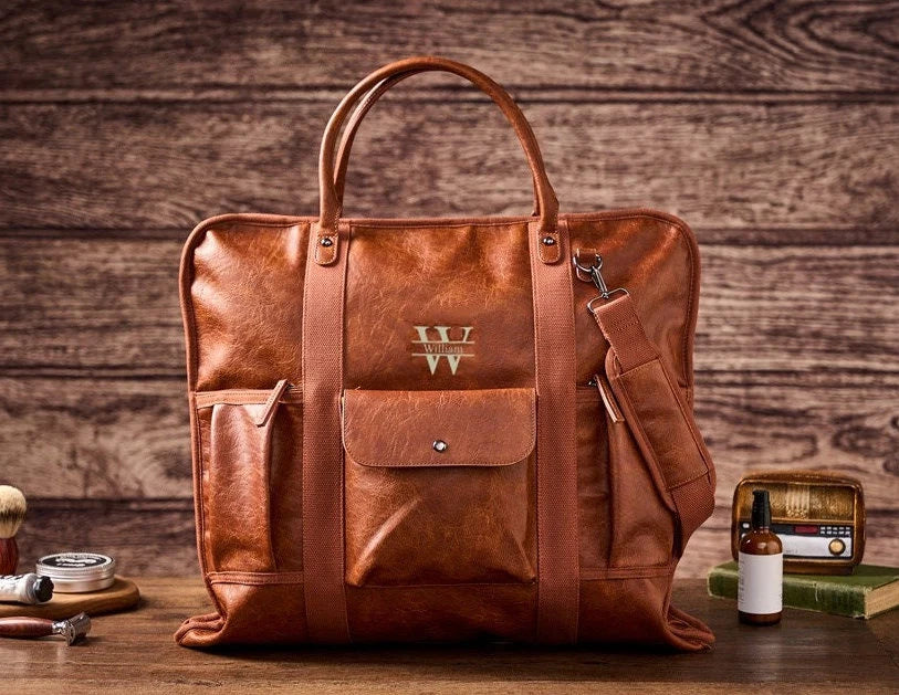 Personalized Leather Garment Bag, Water Proof Carry On Garment Bag for Business Travel, Leather Men Suit Cover, Best Gift for Him RockCow Leather Studio