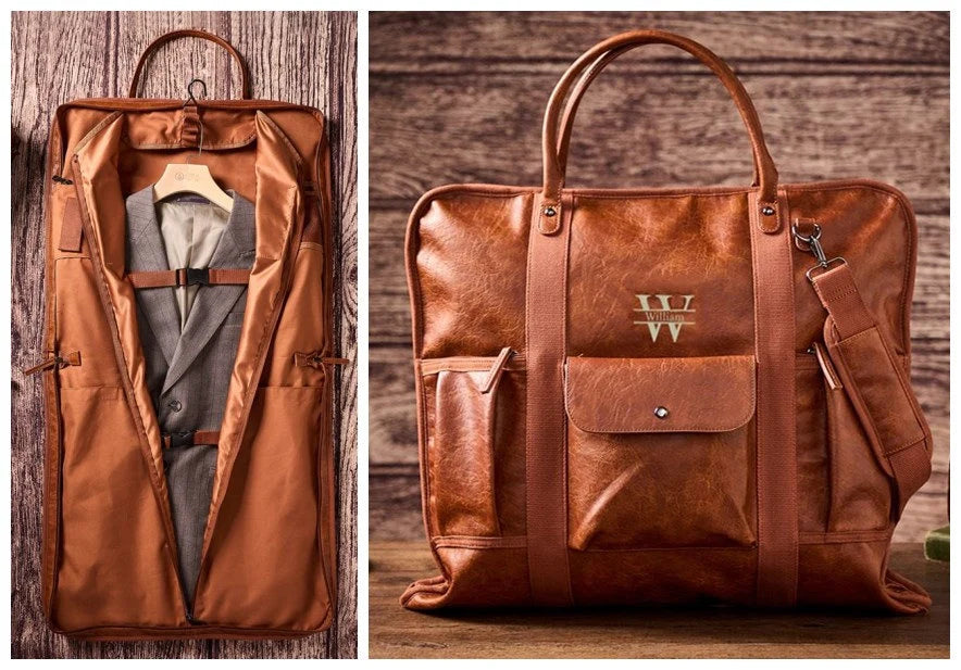 Personalized Leather Garment Bag, Water Proof Carry On Garment Bag for Business Travel, Leather Men Suit Cover, Best Gift for Him RockCow Leather Studio