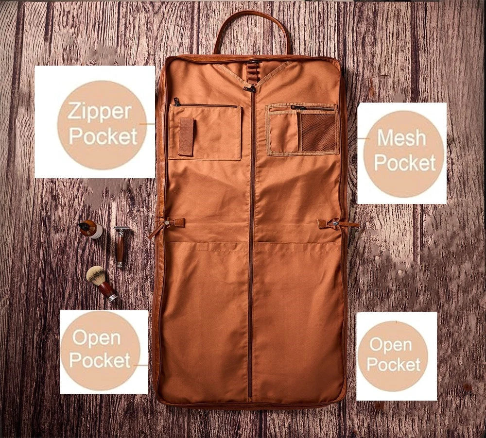 Personalized Leather Garment Bag, Water Proof Carry On Garment Bag for Business Travel, Leather Men Suit Cover, Best Gift for Him RockCow Leather Studio