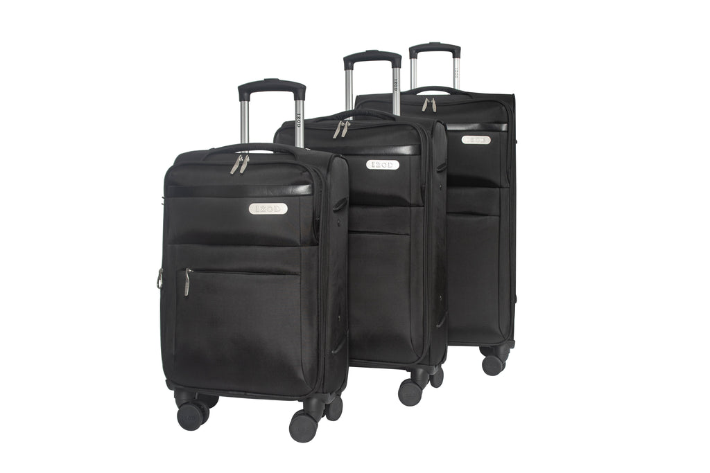 IZOD River Soft Shell Lightweight Expandable 360 Dual Spinning Wheels Combo Lock 28", 24", 20" 3 Piece Luggage Set - LuggageDesigners