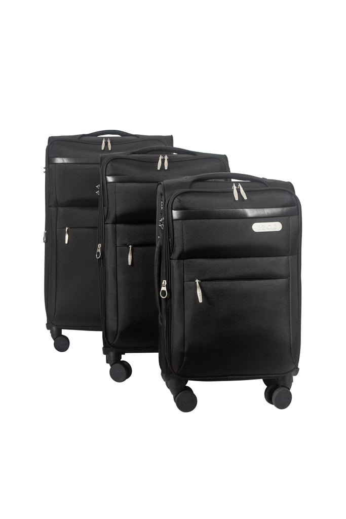 IZOD River Soft Shell Lightweight Expandable 360 Dual Spinning Wheels Combo Lock 28", 24", 20" 3 Piece Luggage Set - LuggageDesigners