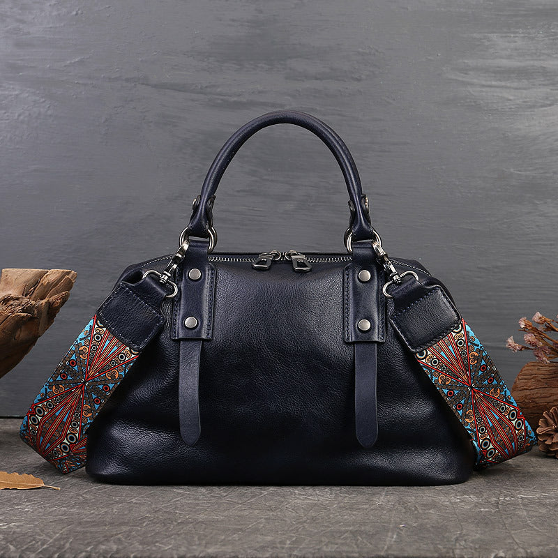 Retro Leather Tote Bag for Women Full Grain Leather Crossbody Bag RockCow Leather Studio