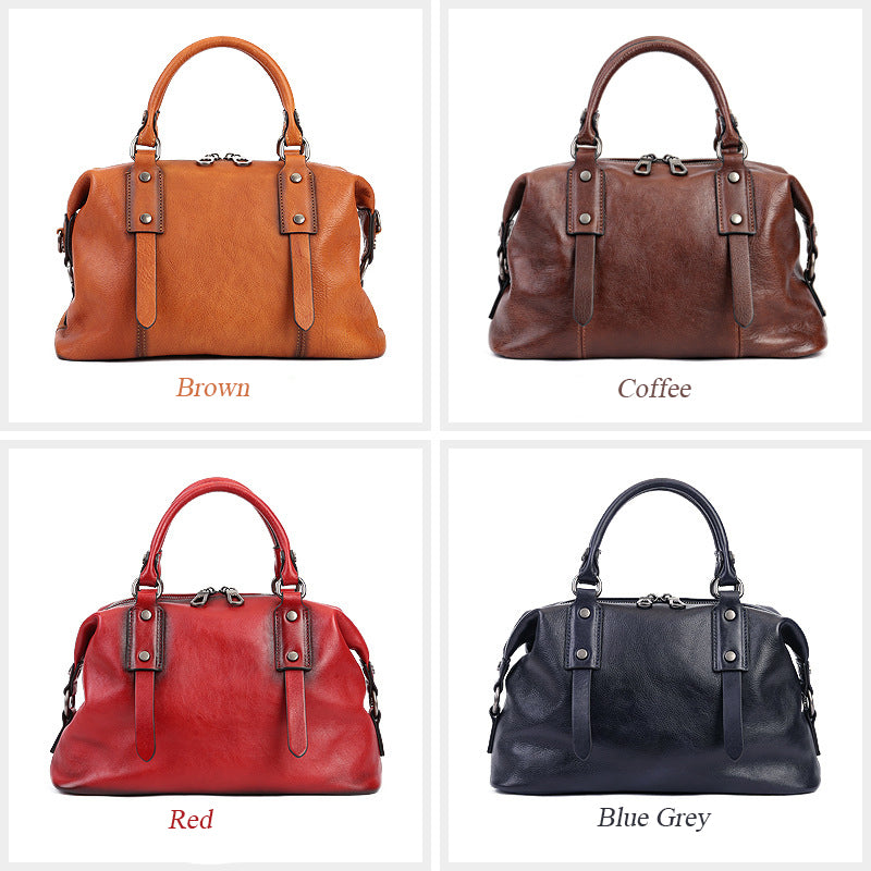 Retro Leather Tote Bag for Women Full Grain Leather Crossbody Bag RockCow Leather Studio