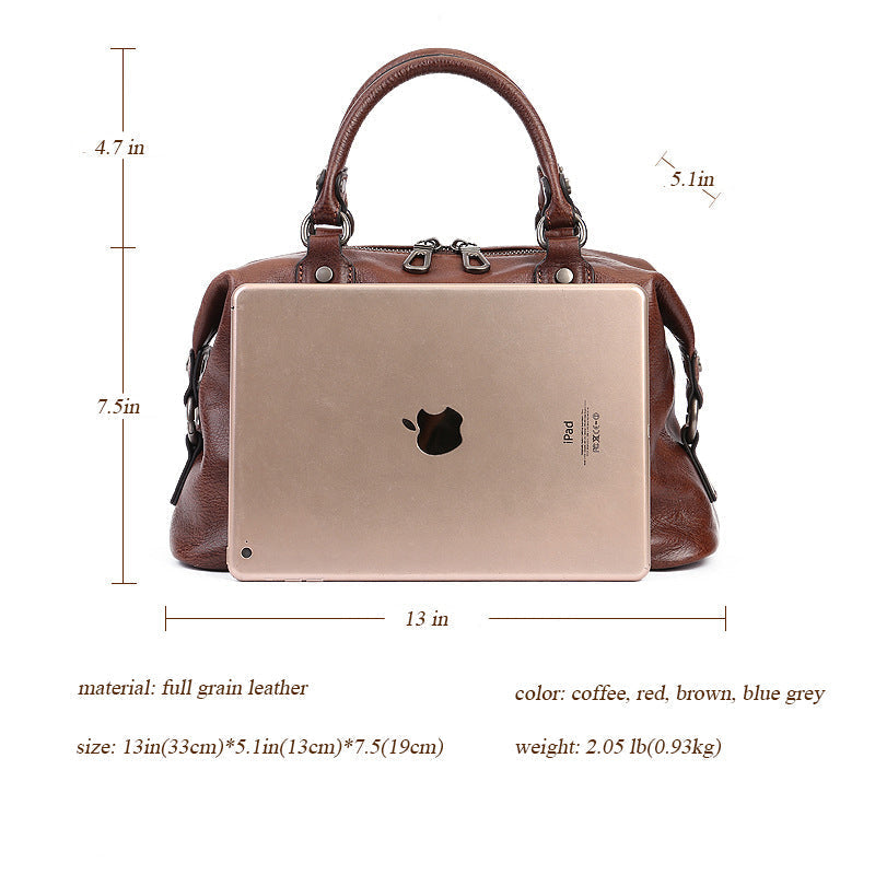 Retro Leather Tote Bag for Women Full Grain Leather Crossbody Bag RockCow Leather Studio