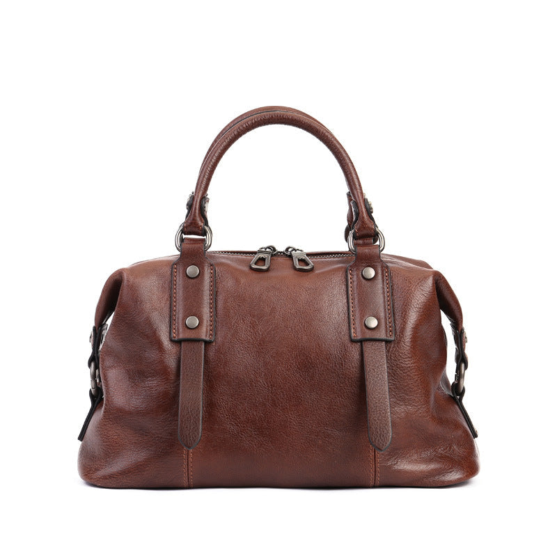 Retro Leather Tote Bag for Women Full Grain Leather Crossbody Bag RockCow Leather Studio