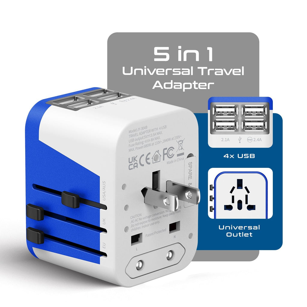 All-In-One International Travel Plug Adapter - 4 USB Ports (UP-9KU) Ceptics