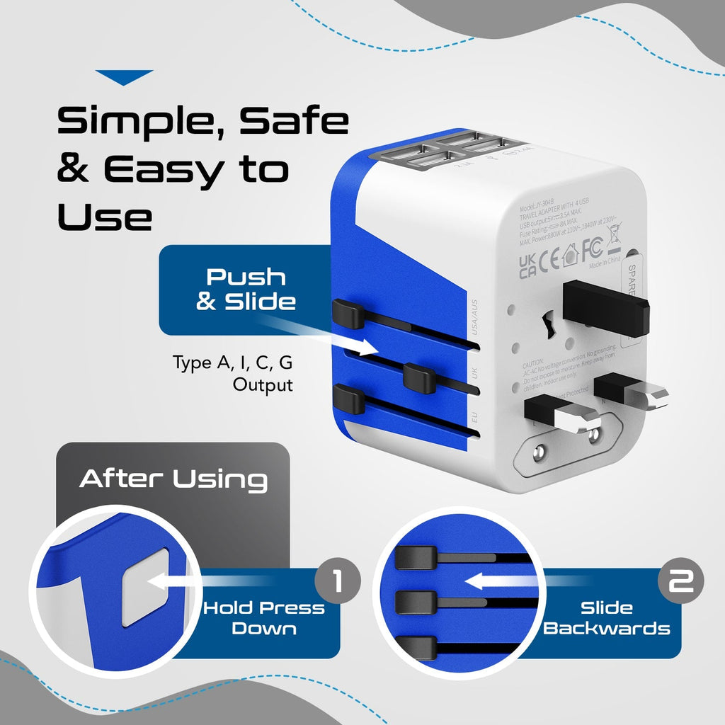 All-In-One International Travel Plug Adapter - 4 USB Ports (UP-9KU) Ceptics