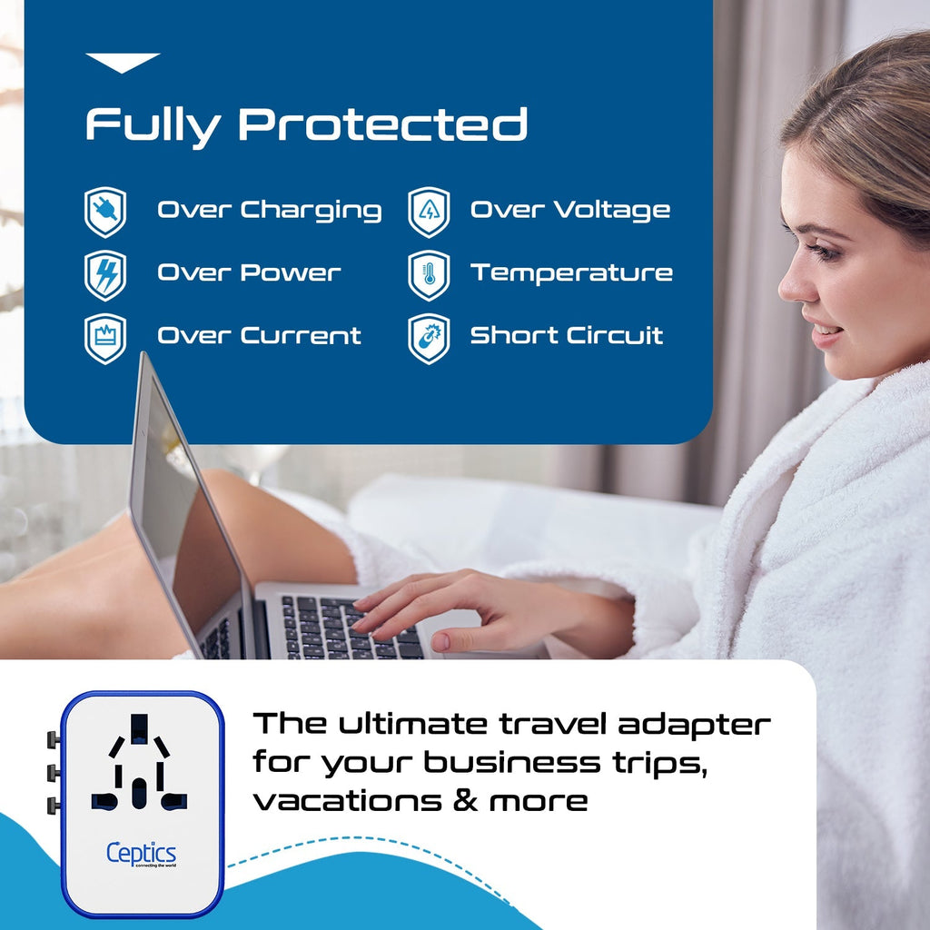 All-In-One International Travel Plug Adapter - 4 USB Ports (UP-9KU) Ceptics