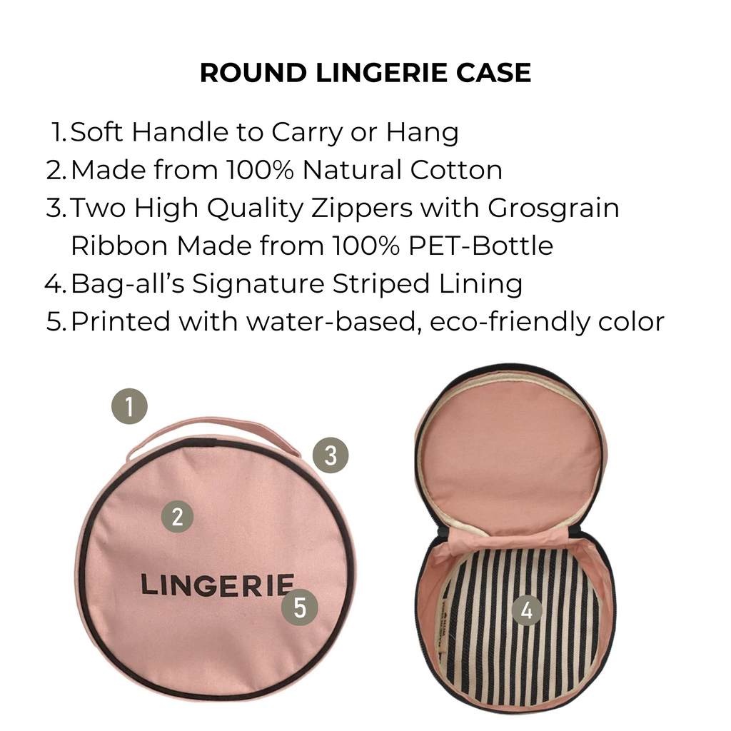 Round Lingerie Case, Pink/Blush Bag-all