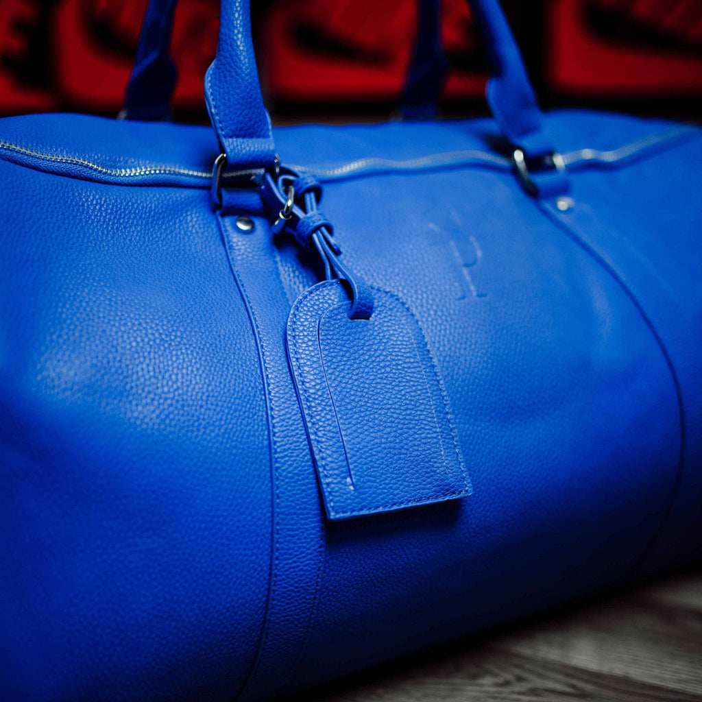 Royal Blue Leather Duffle Bag Sole Premise