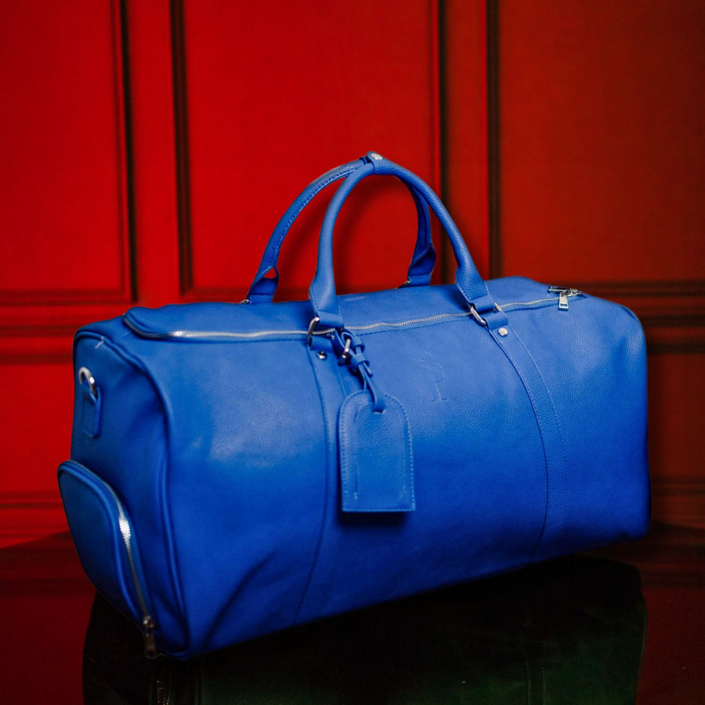 Royal Blue Leather Duffle Bag Sole Premise