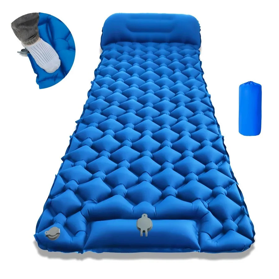 Outdoor Camping Sleeping Pad Folding Sleep Mat Beach Inflat Mattress with Pillows Ultralight Air Mat Travel Hiking New Social Buzz eSIMs