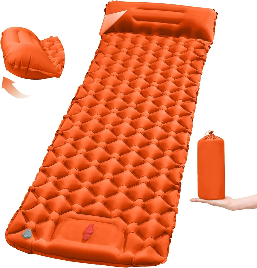 Outdoor Camping Sleeping Pad Folding Sleep Mat Beach Inflat Mattress with Pillows Ultralight Air Mat Travel Hiking New Social Buzz eSIMs