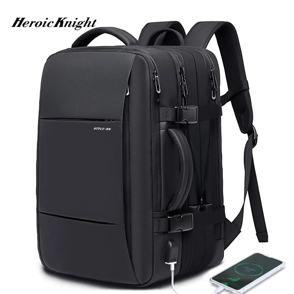 Heroic Knight Travel Backpack Men Business Backpack School Expandable USB Bag Large Capacity 15.6 Laptop Waterproof Backpack Bag Social Buzz eSIMs