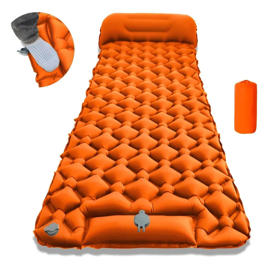 Outdoor Camping Sleeping Pad Folding Sleep Mat Beach Inflat Mattress with Pillows Ultralight Air Mat Travel Hiking New Social Buzz eSIMs