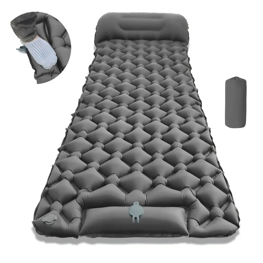 Outdoor Camping Sleeping Pad Folding Sleep Mat Beach Inflat Mattress with Pillows Ultralight Air Mat Travel Hiking New Social Buzz eSIMs