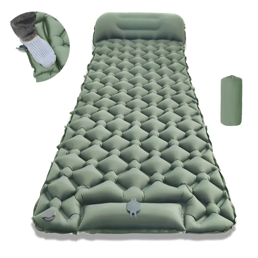 Outdoor Camping Sleeping Pad Folding Sleep Mat Beach Inflat Mattress with Pillows Ultralight Air Mat Travel Hiking New Social Buzz eSIMs
