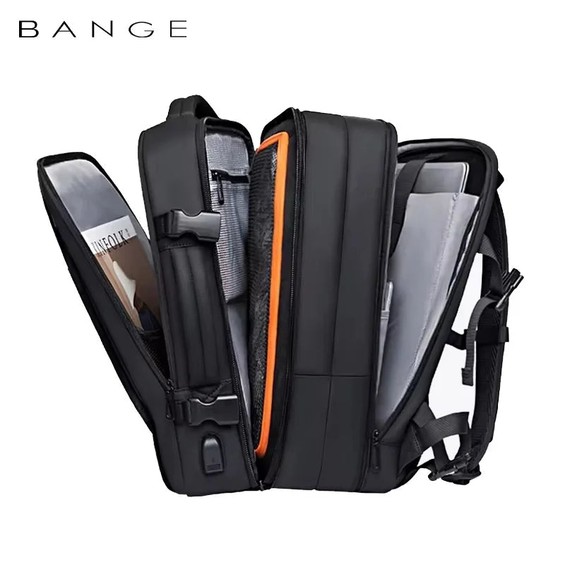 BANGE Expandable Men's Backpack Waterproof 17.3 in Laptop Backpack Man Large Capacity Hiking Travel Bag Male Backpacks for Men Social Buzz eSIMs