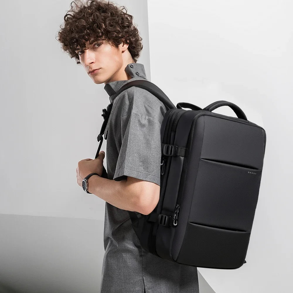 BANGE Expandable Men's Backpack Waterproof 17.3 in Laptop Backpack Man Large Capacity Hiking Travel Bag Male Backpacks for Men Social Buzz eSIMs