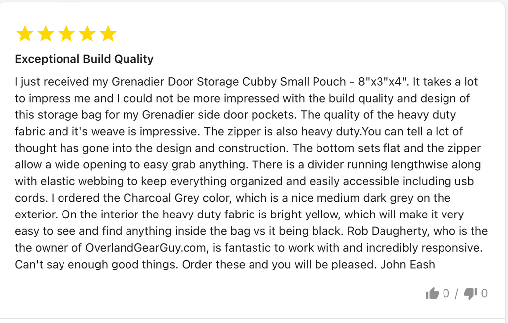 INEOS Grenadier Door Storage Cubby Small Pouch - 8"x3"x4" (PAIR) Overland Gear Guy