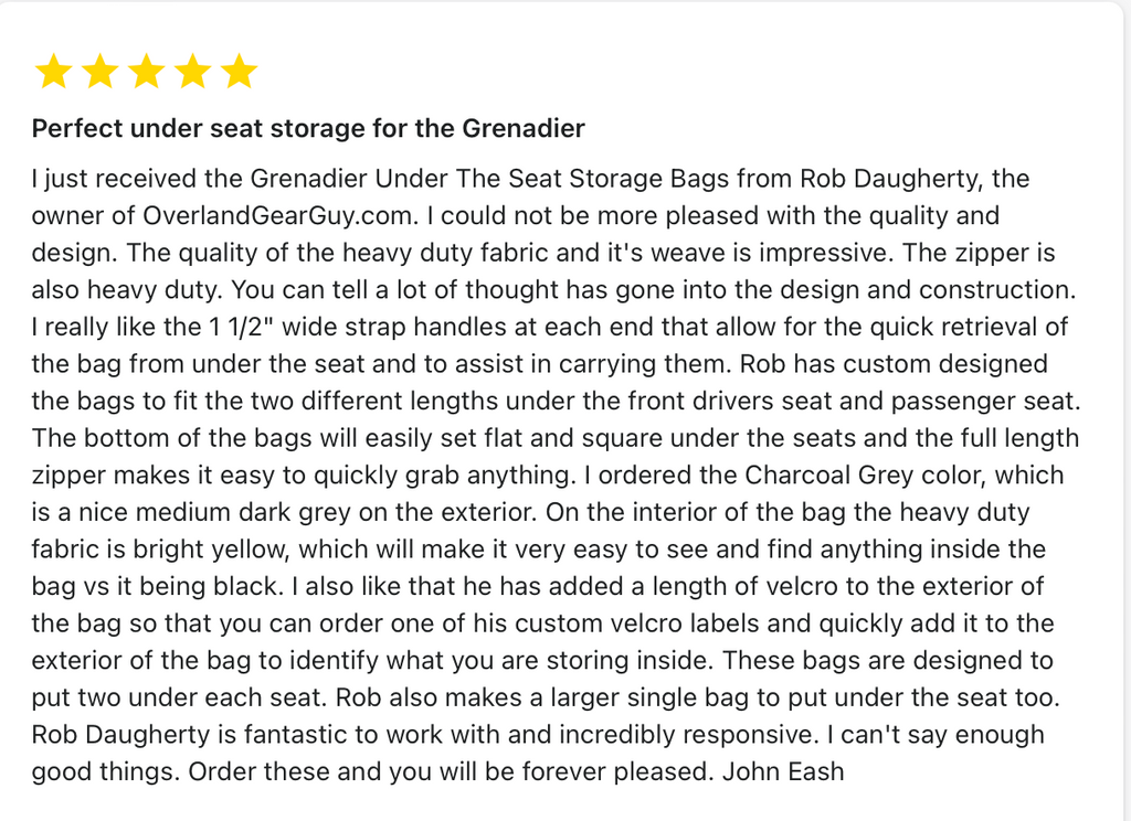 INEOS Grenadier Under Seat Storage Bags (Pair) Overland Gear Guy