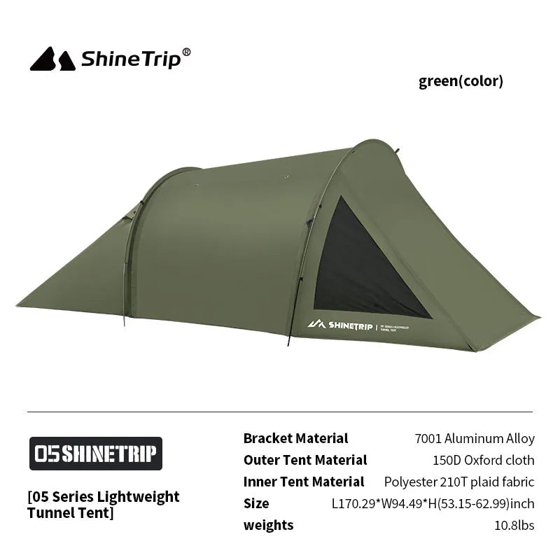 ShineTrip Lightweight 2-Person Tunnel Tent Oxford Cloth Waterproof Sunscreen Portable Outdoor Travel Camping Tent Social Buzz eSIMs
