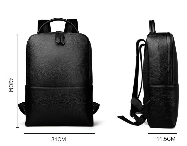 Skald Black Pebbled Leather Backpack | Slim Black Leather Backpack STEEL HORSE LEATHER