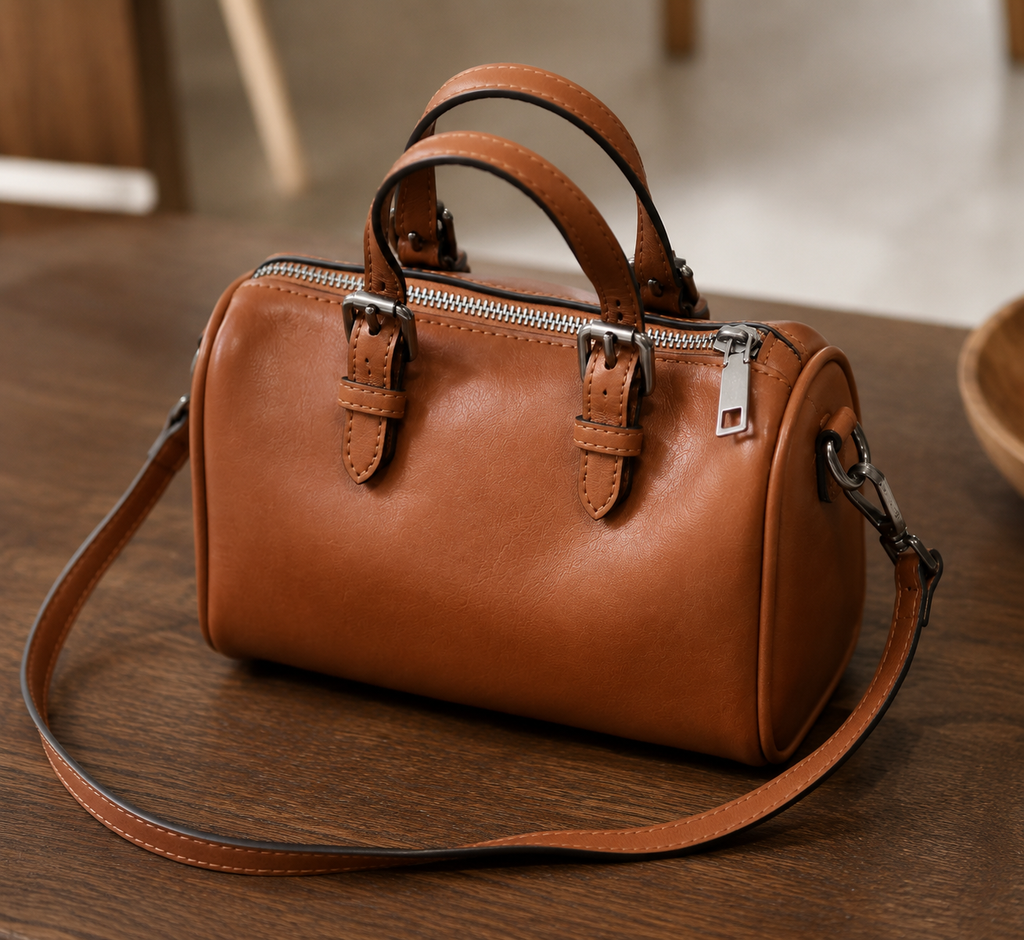 Leather Women Boston Bag, Women's Full Grain Leather Shoulder Bag, Leather Top Handle Bag RockCow Leather Studio